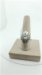 Synthetic Quartz Lady's Stone Ring Silver Stainless 6g